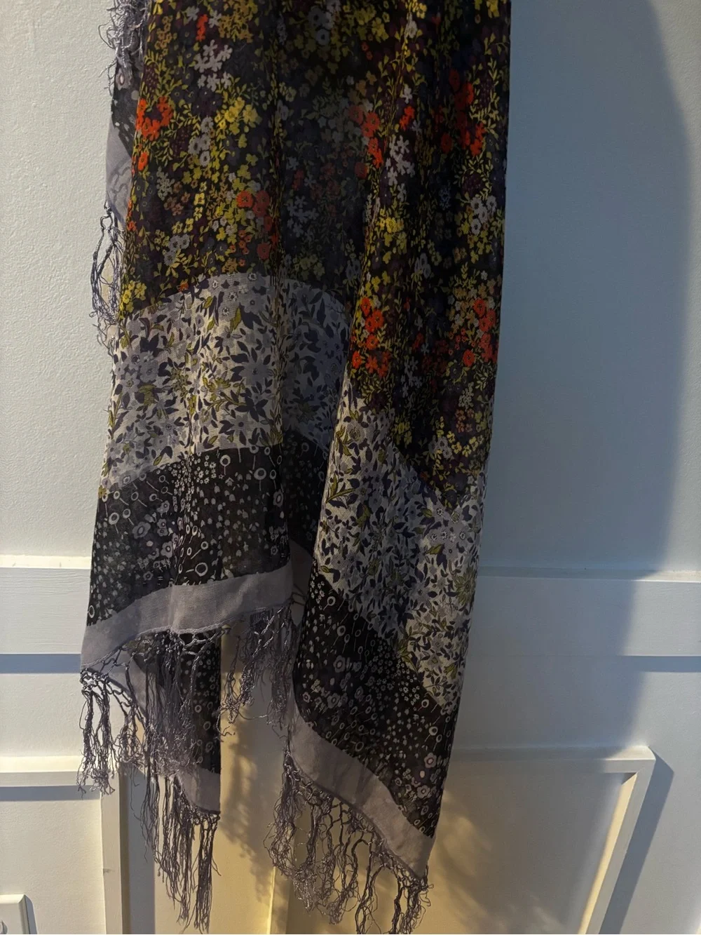 Large floral tassels square scarf